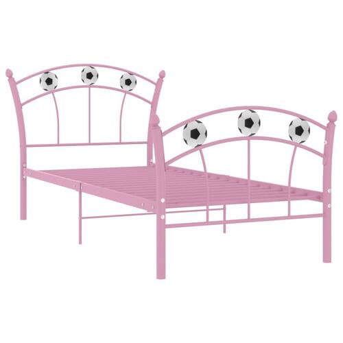 Sengestel 90x200 fodbolddesign metal pink