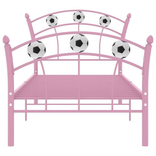 Sengestel 90x200 fodbolddesign metal pink