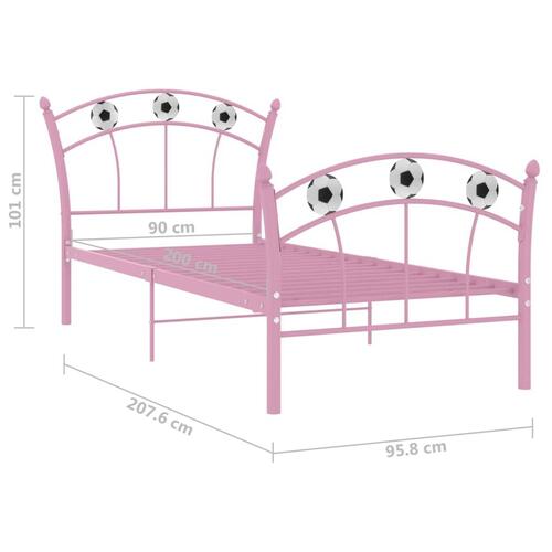 Sengestel 90x200 fodbolddesign metal pink