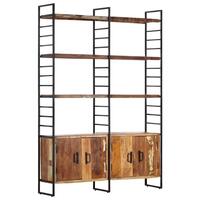 Bogreol i 4 niveauer 124x30x180 cm massivt genbrugstræ