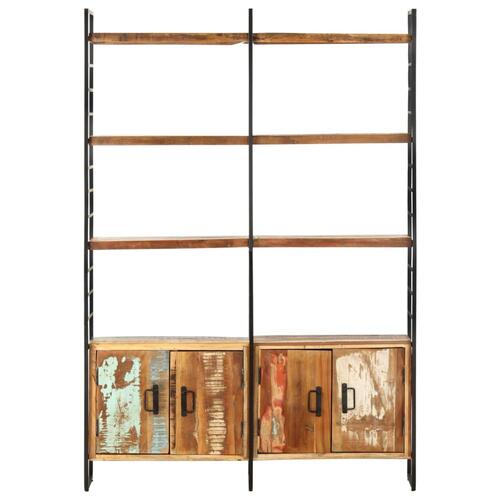 Bogreol i 4 niveauer 124x30x180 cm massivt genbrugstræ