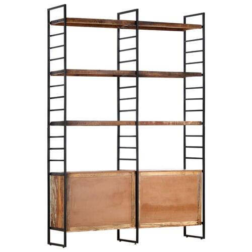 Bogreol i 4 niveauer 124x30x180 cm massivt genbrugstræ