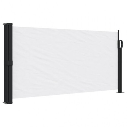 Sammenrullelig sidemarkise 100 × 300 cm - hvid privatlivsskærm til terrasse og altan