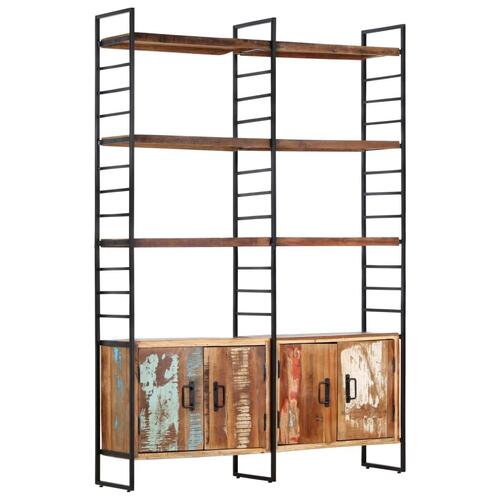 Bogreol i 4 niveauer 124x30x180 cm massivt genbrugstræ