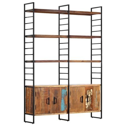 Bogreol i 4 niveauer 124x30x180 cm massivt genbrugstræ