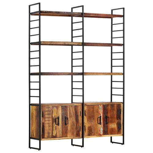 Bogreol i 4 niveauer 124x30x180 cm massivt genbrugstræ