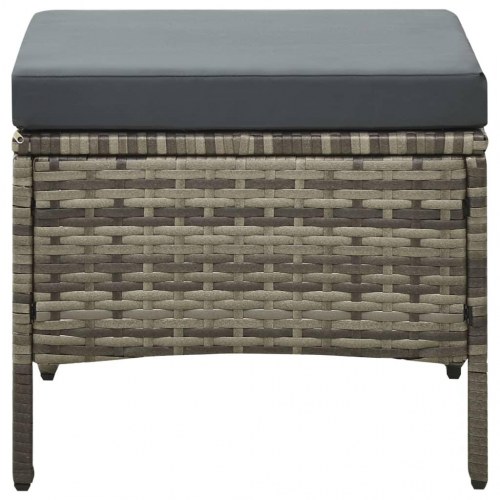 2-personers havesofa med tebord og taburetter polyrattan grå