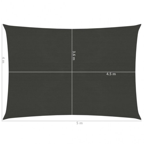 Solsejl 4 × 5 m - HDPE 160 g/m², antracitgrå