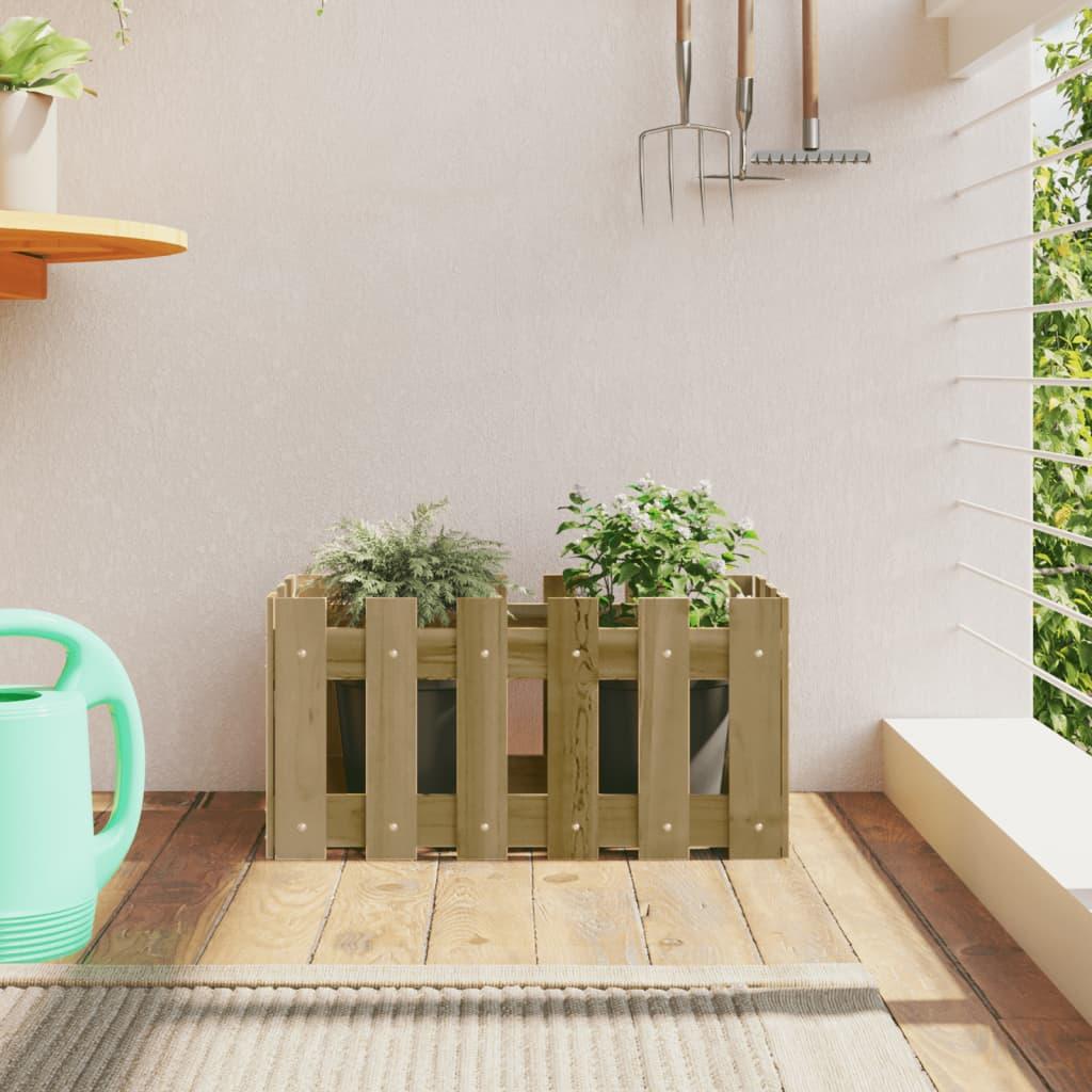Plantekasse med stakitdesign 60x30x30 cm imprægneret fyrretræ