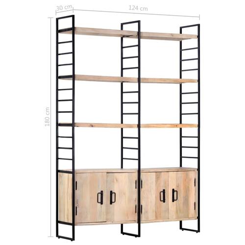 Bogreol i 4 niveauer 124 x 30 x 180 cm massivt mangotræ