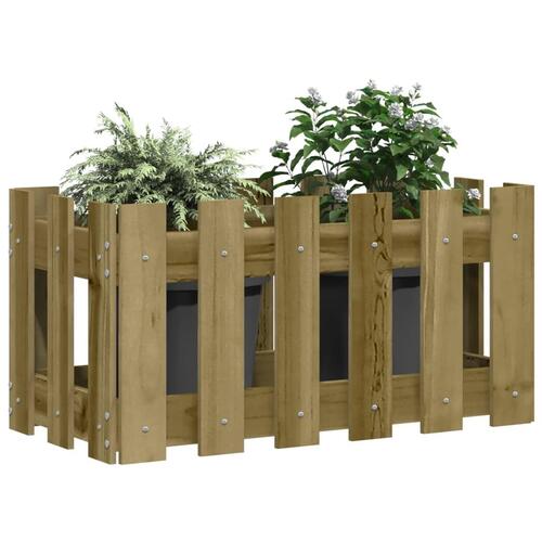 Plantekasse med stakitdesign 60x30x30 cm imprægneret fyrretræ