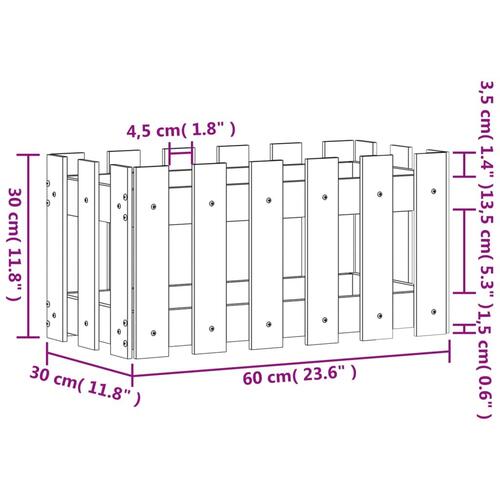Plantekasse med stakitdesign 60x30x30 cm imprægneret fyrretræ