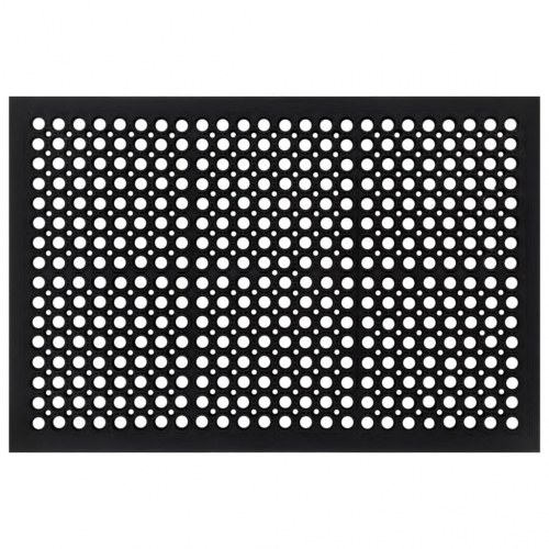Dørmåtte 60 × 90 cm i gummi - rektangulær, sort