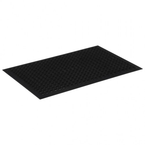 Dørmåtte 60 × 90 cm i gummi - rektangulær, sort