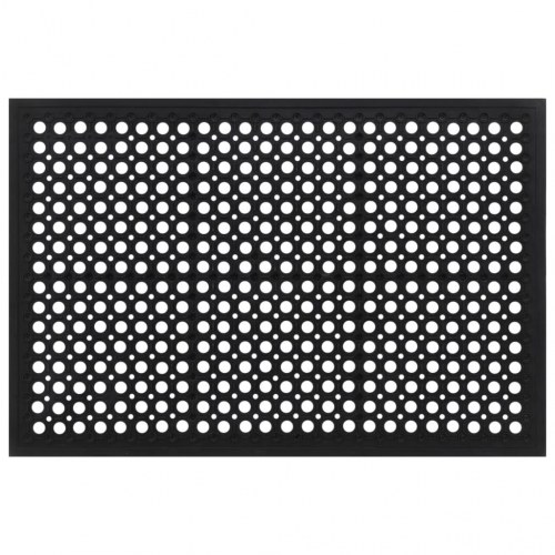 Dørmåtte 60 × 90 cm i gummi - rektangulær, sort