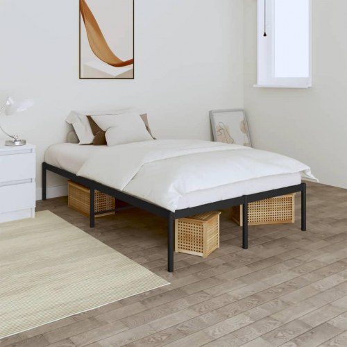 Sengeramme i metal 135 × 190 cm - sort platformsseng