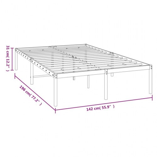 Sengeramme i metal 135 × 190 cm - sort platformsseng