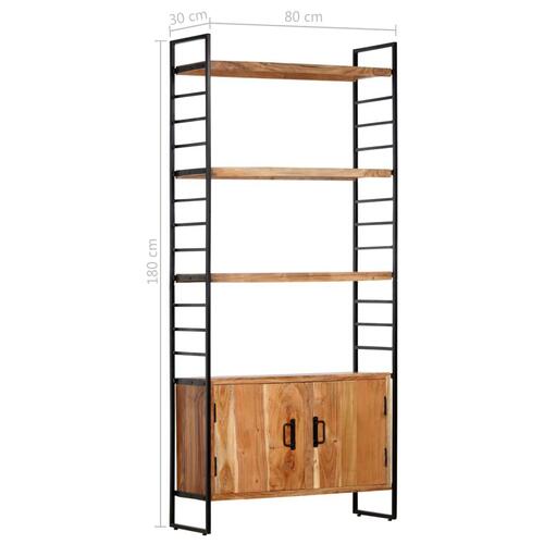 Bogreol i 4 niveauer 80x30x180 cm massivt akacietræ