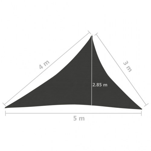 Trekantet solsejl 3×4×5 m - 160 g/m² HDPE, antracitgrå