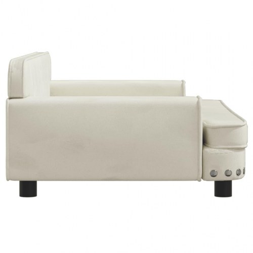 Hundeseng i velour - cremefarvet, 90×53×30 cm