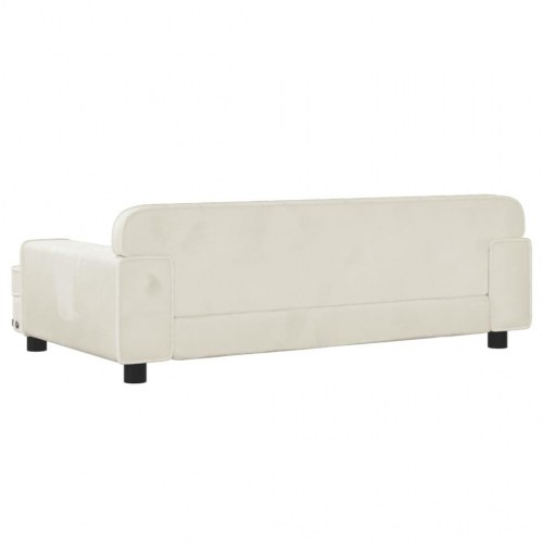 Hundeseng i velour - cremefarvet, 90×53×30 cm