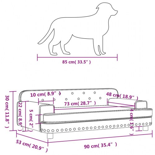 Hundeseng i velour - cremefarvet, 90×53×30 cm