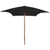 Parasol med træstang 200x300 cm sort