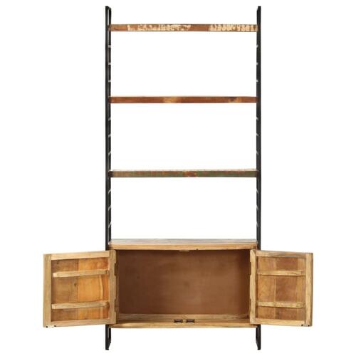 Bogreol i 4 niveauer 80x30x180 cm massivt genbrugstræ
