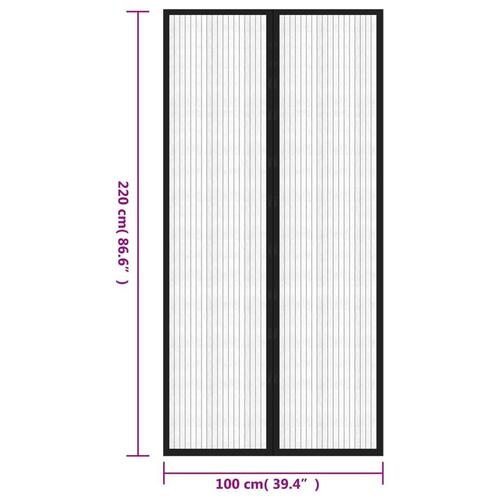 Insektnet til dør 2 stk. med magneter 220x100 cm sort