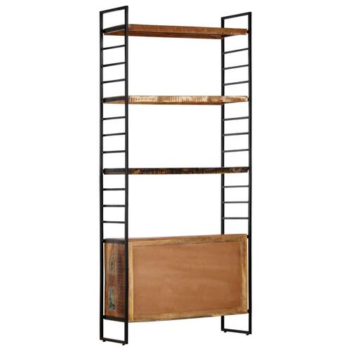 Bogreol i 4 niveauer 80x30x180 cm massivt genbrugstræ