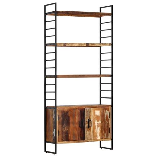 Bogreol i 4 niveauer 80x30x180 cm massivt genbrugstræ
