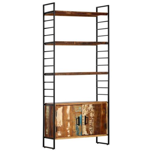 Bogreol i 4 niveauer 80x30x180 cm massivt genbrugstræ