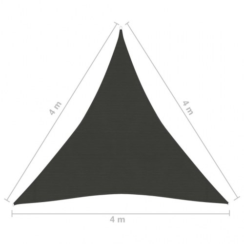 Solsejl 160 g/m² 4×4×4 m - HDPE, trekant, antracitgrå