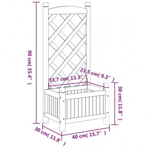 Plantekasse med espalier - brun 40 x 30 x 90 cm