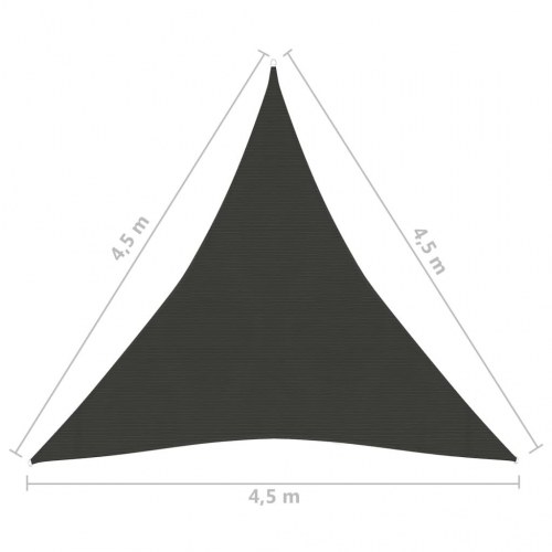 Solsejl 160 g/m² 4,5 × 4,5 × 4,5 m - trekant, HDPE, antracitgrå