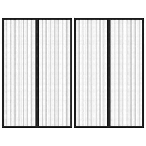 Insektnet til dør 2 stk. med magneter 220x130 cm sort