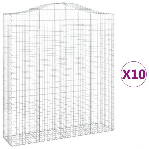 Buede gabionkurve - 10 stk. 200×50×220/240 cm i galvaniseret jern