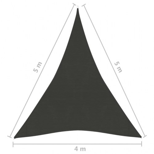 Solsejl trekant 4×5×5 m - HDPE 160 g/m², antracitgrå