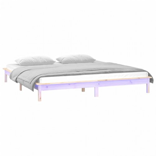 Sengeramme i massivt fyrretræ med RGB LED-lys - 150×200 cm kingsize