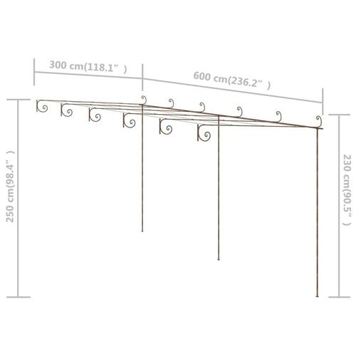 Pergola 6x3x2,5 m jern antikbrun