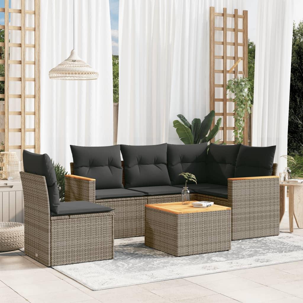 Sofasæt Til Haven 5 Dele Med Hynder Polyrattan - Grå / Med bord