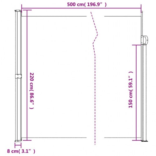 Sammenrullelig sidemarkise 220 × 500 cm - mørkegrøn