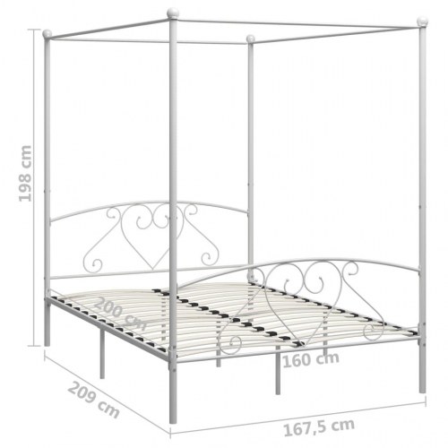 Sengestel til himmelseng 160 x 200 cm i metal - hvid