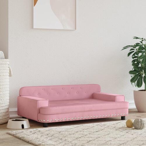 Hundeseng 90x53x30 cm velour lyserød