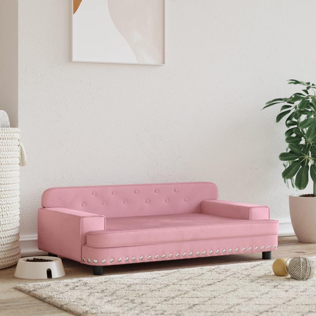 Hundeseng 90x53x30 cm velour lyserød