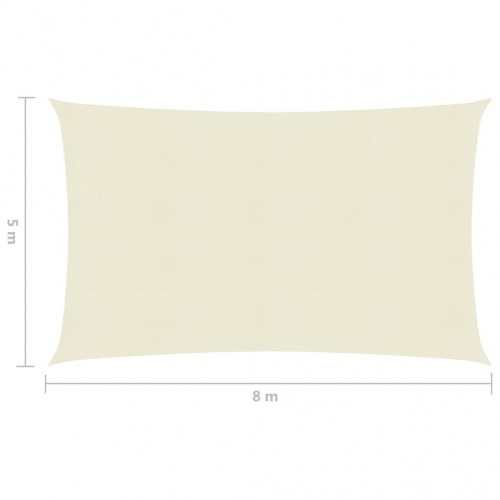 Solsejl 5×8 m HDPE 160 g/m² - cremefarvet rektangulært