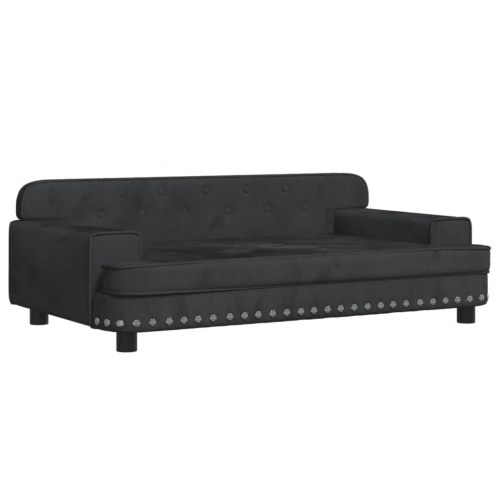 Hundeseng i velour - 90 × 53 × 30 cm, sort