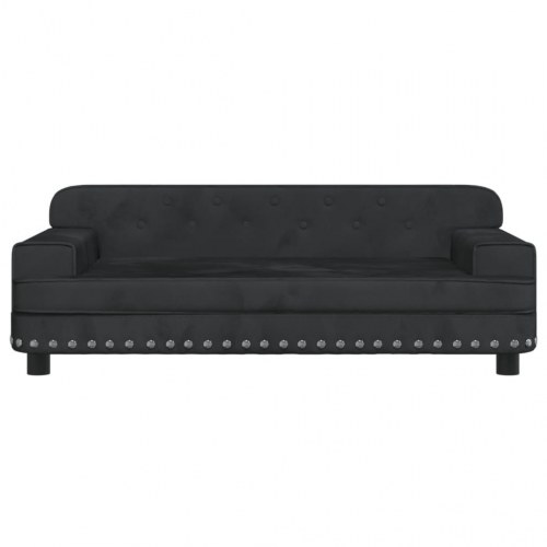 Hundeseng i velour - 90 × 53 × 30 cm, sort