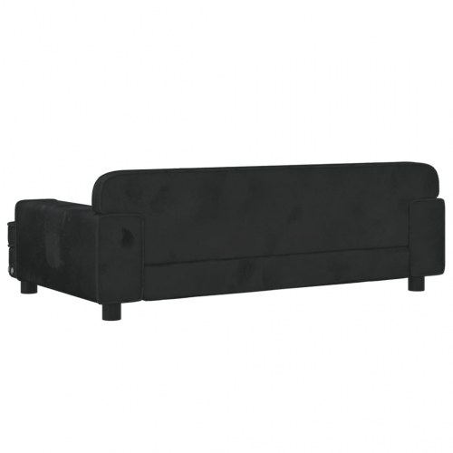 Hundeseng i velour - 90 × 53 × 30 cm, sort