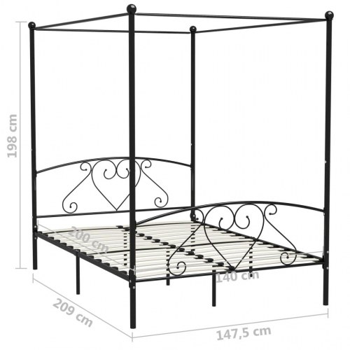 Himmelseng - sengestel i metal 140 x 200 cm, sort